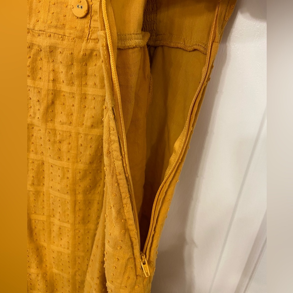 ModCloth More The Merrier Marigold Mustard Yellow Cotton Dress Sz Small - Picture 9 of 15
